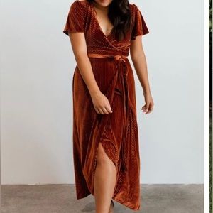 Baltic Born Ribbed velvet wrap dress